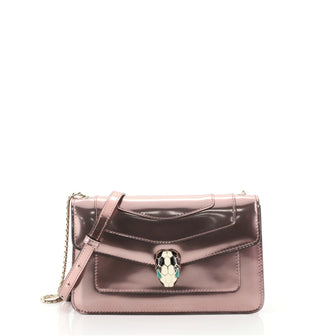 Bvlgari Serpenti Forever Shoulder Bag Metallic Leather Small Pink 450541