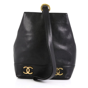 Chanel Vintage CC Bucket Shoulder Bag Caviar Small Black 450565