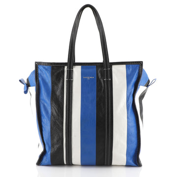 Balenciaga Bazar Tote Striped Leather Medium Blue 450603