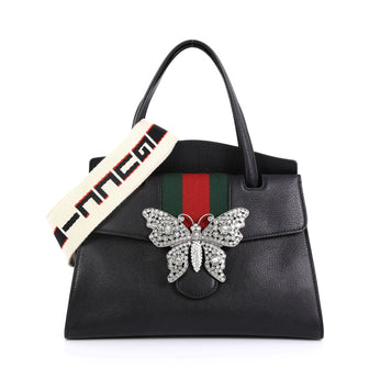 Gucci Totem Top Handle Bag Leather Medium Black 450676