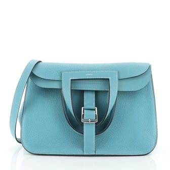 Hermes Halzan Handbag Clemence 31 Blue 45111108