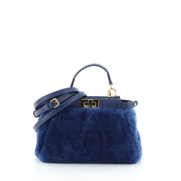 Fendi Peekaboo Bag Shearling Micro Blue 45111109