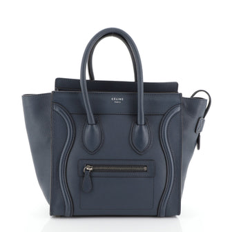 Celine Luggage Handbag Grainy Leather Micro Blue 45111111