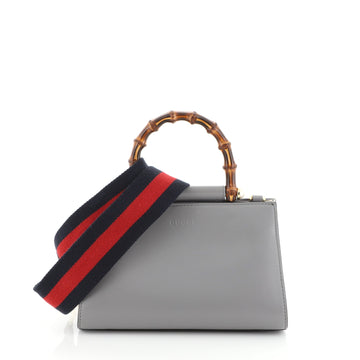 Gucci Nymphaea Top Handle Bag Leather Mini Gray 45111114