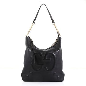 Gucci Apollo Shoulder Bag GucciGhost Embossed Leather Large Black 4511120