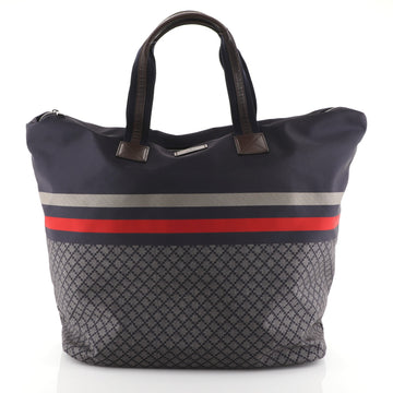 Gucci Web Zip Weekender Tote Diamante Nylon XL Blue 4511124