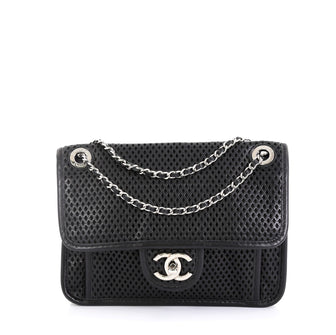 Chanel Up In The Air Flap Bag Perforated Leather Small Black 4511125