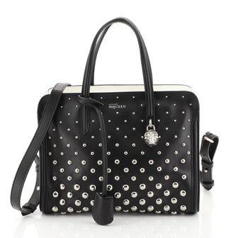 Alexander McQueen Padlock Zip Around Tote Studded Leather Small White 4511135