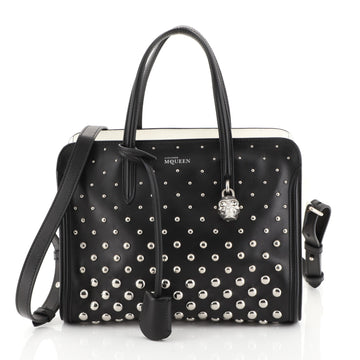 Alexander McQueen Padlock Zip Around Tote Studded Leather Small White 4511135