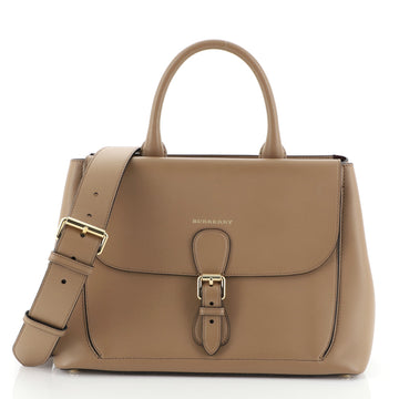 Burberry Saddle Convertible Satchel Leather Medium Brown 4511161