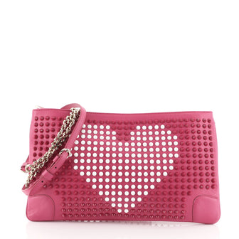 Christian Louboutin Loubiposh Clutch Spiked Leather Pink 4511172