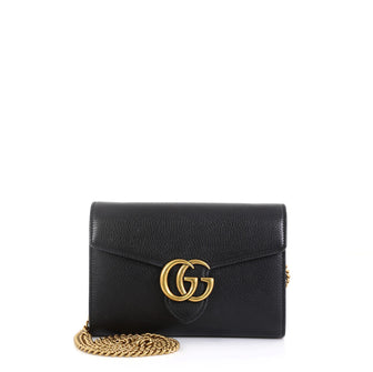 Gucci GG Marmont Chain Wallet Leather Mini Black 451117