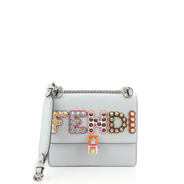 Fendi Kan I Bag Embellished Applique Leather Small Gray 4511182