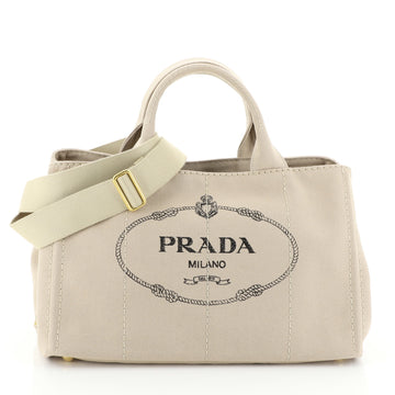 Prada Canapa Convertible Tote Canvas Medium Neutral 4511190