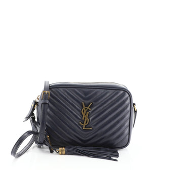 Saint Laurent Lou Camera Bag Matelasse Chevron Leather Small Blue 4511196