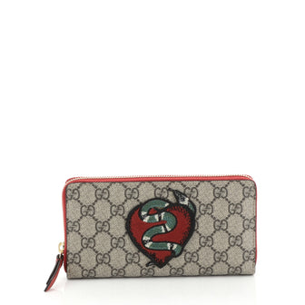 Gucci Zip Around Wallet GG Coated Canvas with Applique Brown 451151