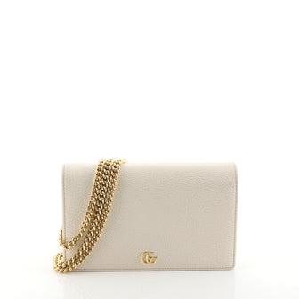 Gucci Petite GG Marmont Chain Wallet Leather Mini White 451181