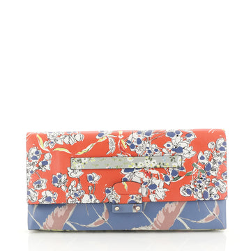 Valentino Mime Clutch Printed Leather Blue 4512010