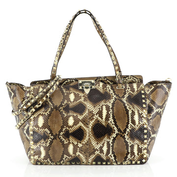 Valentino Rockstud Tote Python Large Brown 4512011