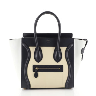 Celine Tricolor Luggage Handbag Leather Micro Blue 4512013