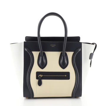 Celine Tricolor Luggage Handbag Leather Micro Blue 4512013