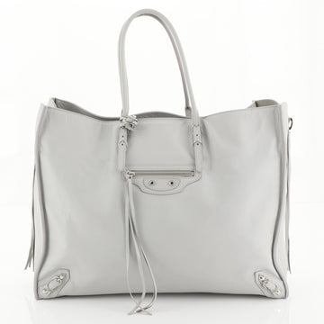 Balenciaga Papier A4 Zip Around Classic Studs Bag Leather Large Gray 4512014