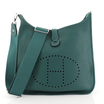 Hermes Evelyne Crossbody Gen III Clemence GM Green 451205