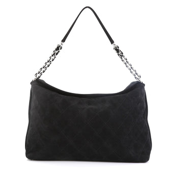 Chanel French Riviera Hobo Quilted Nubuck Large Black 4513501