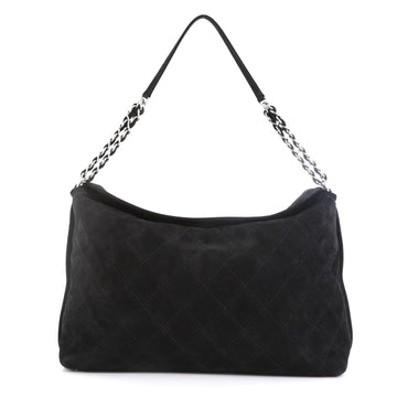 Chanel French Riviera Hobo Quilted Nubuck Large Black 4513501