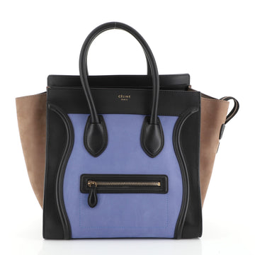Celine Tricolor Luggage Handbag Nubuck Mini