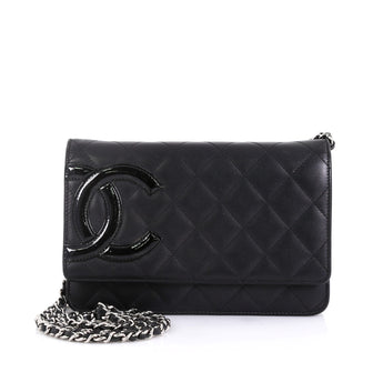 Chanel Cambon Wallet on Chain Quilted Leather Black 451581
