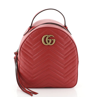 Gucci GG Marmont Backpack Matelasse Leather Small Red 451611