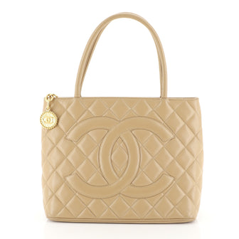 Chanel Medallion Tote Quilted Caviar Neutral 4516501