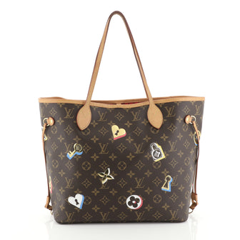 Louis Vuitton Neverfull NM Tote Limited Edition Love Lock Monogram Canvas MM Brown 451701
