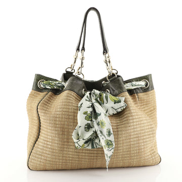 Gucci Positano Tote Raffia with Snakeskin Large Neutral 451941