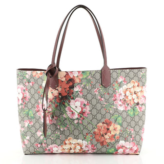 Gucci Reversible Tote Blooms GG Print Leather Large Brown 452195