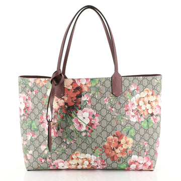 Gucci Reversible Tote Blooms GG Print Leather Large Brown 452195