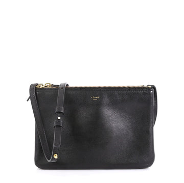 Celine Trio Crossbody Bag Leather Small Black 4522201