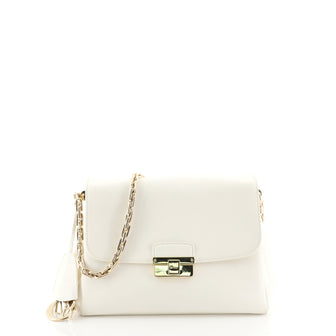 Christian Dior Diorling Shoulder Bag Leather Large White 452231
