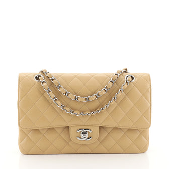 Chanel Vintage Classic Double Flap Bag Quilted Caviar Medium Brown 4523622