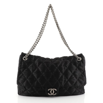 Chanel CC Chain Flap Quilted Satin Large Black 452362