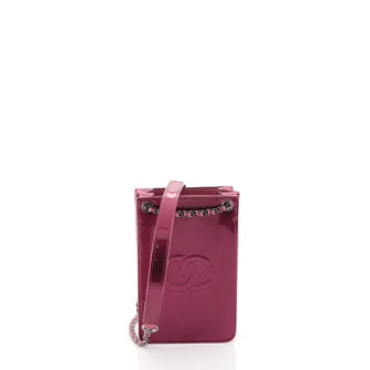 Chanel CC Phone Holder Crossbody Bag Patent Pink 452364