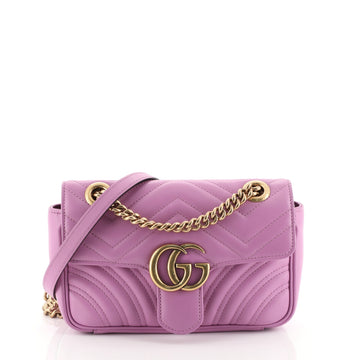 Gucci GG Marmont Flap Bag Matelasse Leather Mini Pink 452365