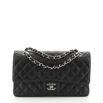 Chanel Classic Double Flap Bag Quilted Caviar Medium Black 452368