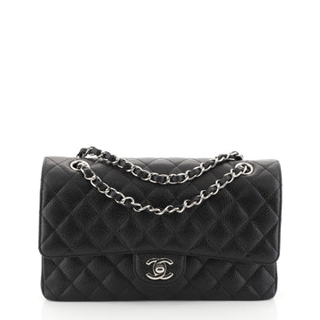 Chanel Classic Double Flap Bag Quilted Caviar Medium Black 452368