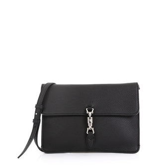 Gucci Jackie Soft Flap Shoulder Bag Leather Black 452371