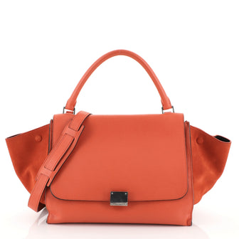 Celine Trapeze Handbag Leather Medium Red 452582
