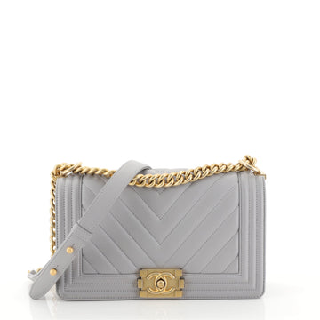 Chanel Boy Flap Bag Chevron Calfskin Old Medium Gray 452651