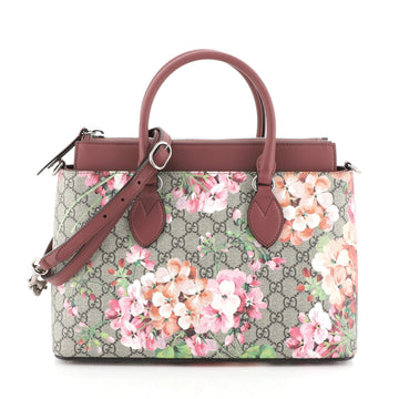 Gucci Linea A Convertible Tote Blooms Print GG Coated Canvas Small Brown 4527210