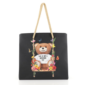 Moschino Teddy Bear Tote Printed PVC Medium Black 4527228